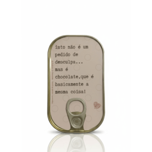 lata de sardinhas de chocolate pedido de desculpa